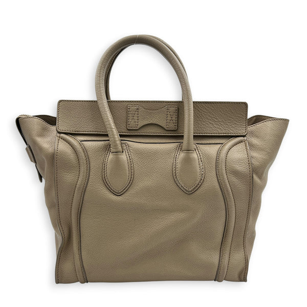 Luggage Mini Beige Top Handle Bag in Calfskin, Gold hardware