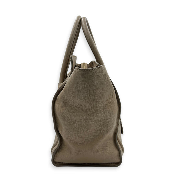 Luggage Mini Beige Top Handle Bag in Calfskin, Gold hardware