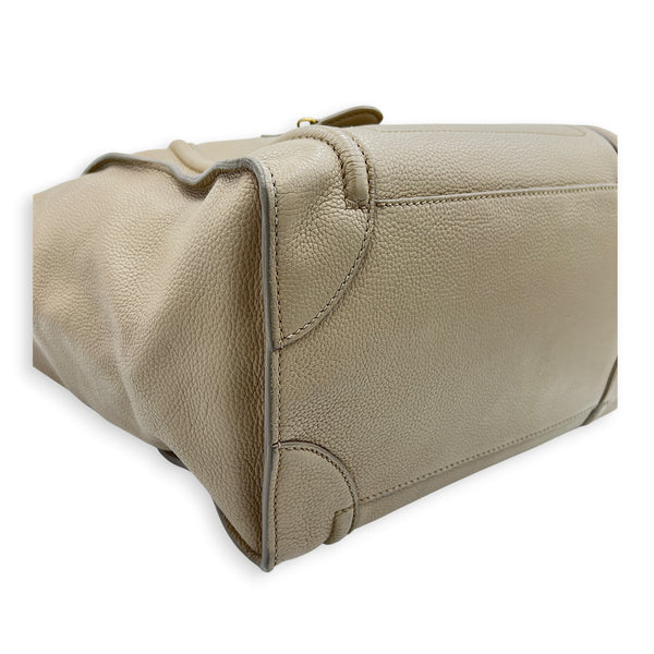 Luggage Mini Beige Top Handle Bag in Calfskin, Gold hardware