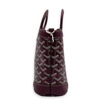 Beluga Mini Burgundy Top Handle Bag in Coated Canvas, Silver hardware