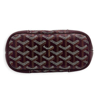 Beluga Mini Burgundy Top Handle Bag in Coated Canvas, Silver hardware