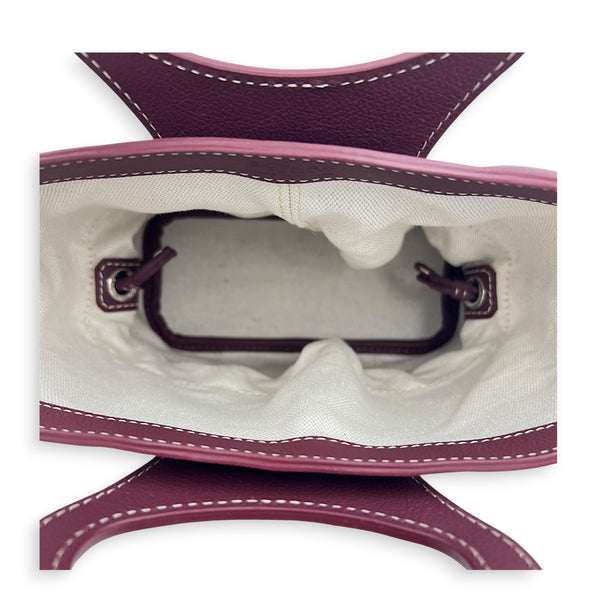 Beluga Mini Burgundy Top Handle Bag in Coated Canvas, Silver hardware