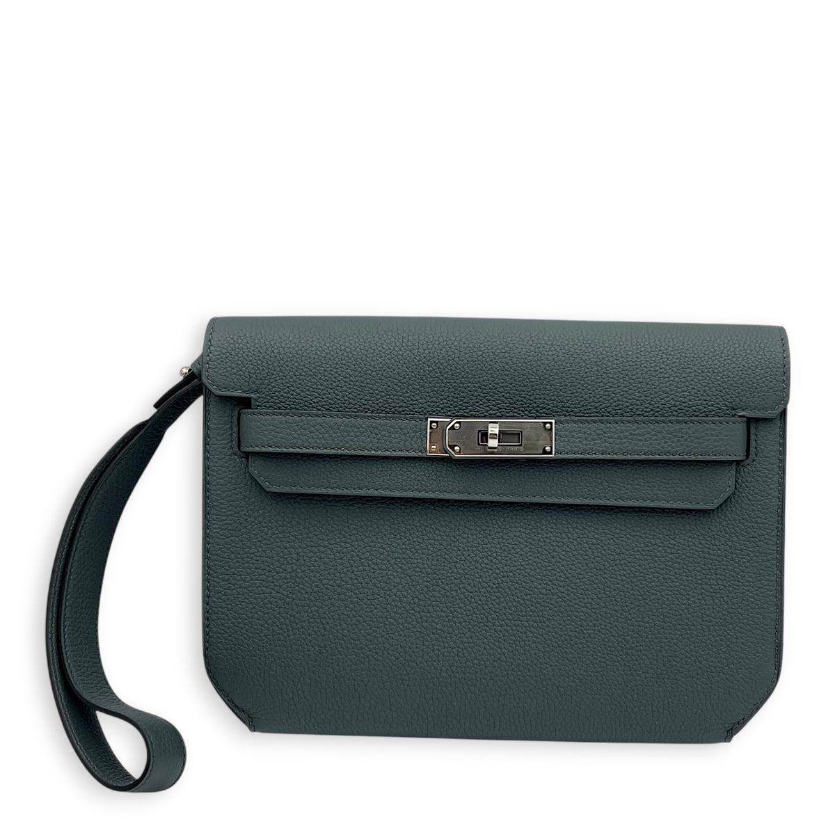 Kelly Depeches 25 Bleu Orage Pouch in Togo, Palladium hardware