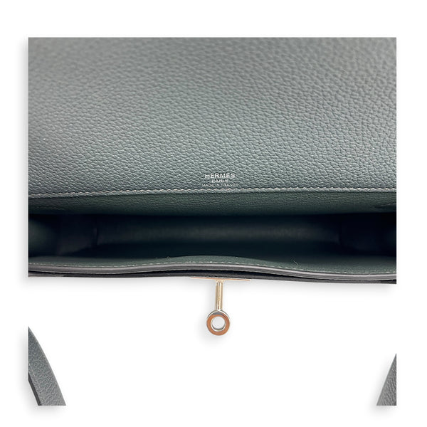 Kelly Depeches 25 Bleu Orage Pouch in Togo, Palladium hardware