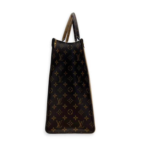 OnTheGo Top Handle Bag MM Brown in Coated Canvas