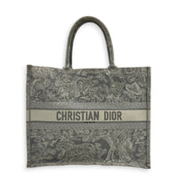 Book Tote Large Grey Top Handle Bag in Jacquard,  hardware