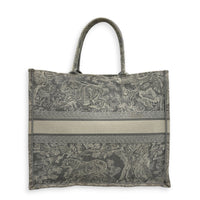 Book Tote Large Grey Top Handle Bag in Jacquard,  hardware