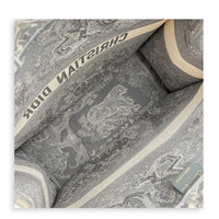 Book Tote Large Grey Top Handle Bag in Jacquard,  hardware