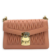 Matelassé Shoulder Bag Pink in Calfskin, Gold hardware