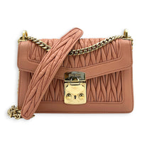 Matelassé Shoulder Bag Pink in Calfskin, Gold hardware