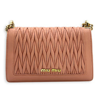 Matelassé Shoulder Bag Pink in Calfskin, Gold hardware