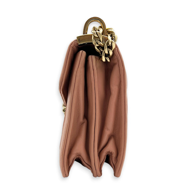Matelassé Shoulder Bag Pink in Calfskin, Gold hardware