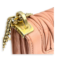 Matelassé Shoulder Bag Pink in Calfskin, Gold hardware