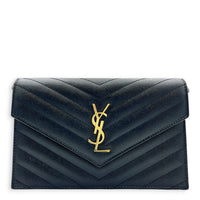 Cassandre Wallet On Chain Black in Calfskin, Gold hardware