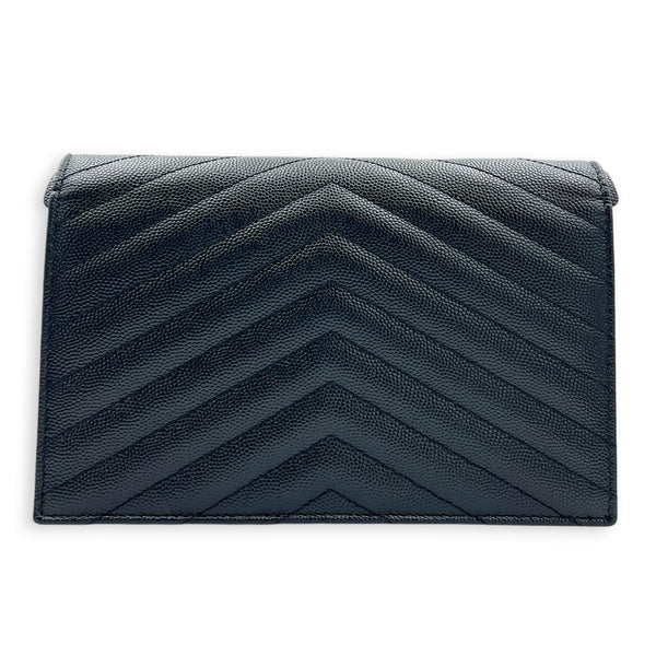 Cassandre Wallet On Chain Black in Calfskin, Gold hardware
