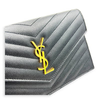 Cassandre Wallet On Chain Black in Calfskin, Gold hardware
