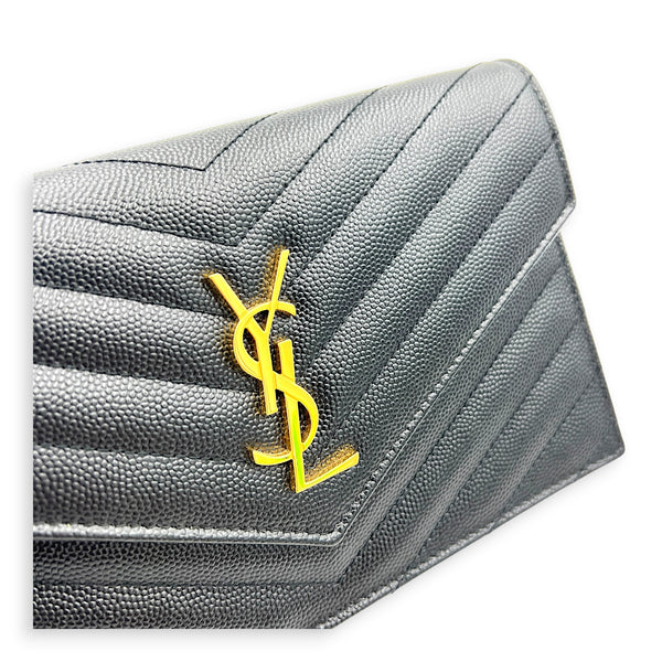 Cassandre Wallet On Chain Black in Calfskin, Gold hardware