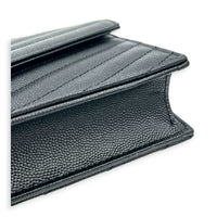 Cassandre Wallet On Chain Black in Calfskin, Gold hardware