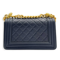 Boy Shoulder Bag Small Grey in Lambskin, Gold hardware