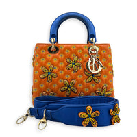 Lady Dior Top Handle Bag Medium Orange in Lambskin, Gold hardware