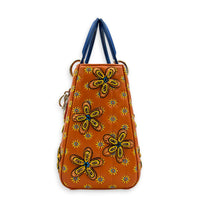 Lady Dior Top Handle Bag Medium Orange in Lambskin, Gold hardware