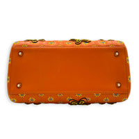 Lady Dior Top Handle Bag Medium Orange in Lambskin, Gold hardware