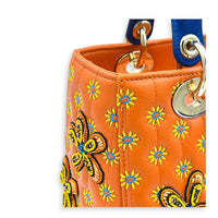 Lady Dior Top Handle Bag Medium Orange in Lambskin, Gold hardware