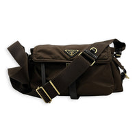 Re-Nylon Crossbody Bag Brown in Nylon, Gold hardware