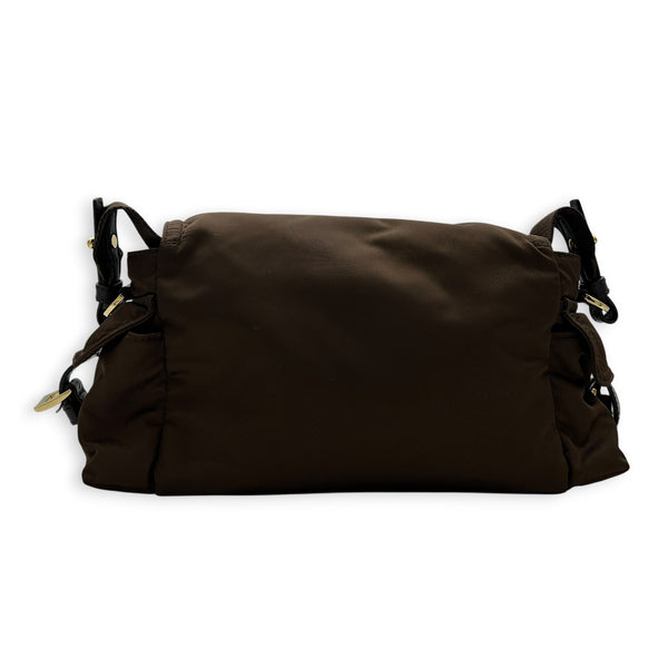 Re-Nylon Crossbody Bag Brown in Nylon, Gold hardware