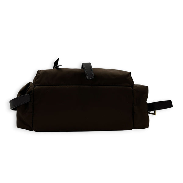 Re-Nylon Crossbody Bag Brown in Nylon, Gold hardware