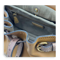 Tri Color Brown Shoulder Bag in Ostrich, Gold hardware