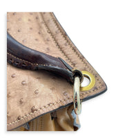 Tri Color Brown Shoulder Bag in Ostrich, Gold hardware