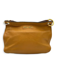 Tri Color Brown Shoulder Bag in Ostrich, Gold hardware