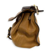 Tri Color Brown Shoulder Bag in Ostrich, Gold hardware
