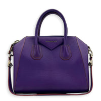 Antigona Top Handle Bag Purple in Goat Leather, Silver hardware