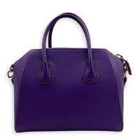 Antigona Top Handle Bag Purple in Goat Leather, Silver hardware