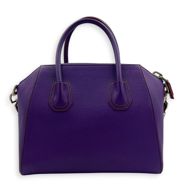 Antigona Top Handle Bag Purple in Goat Leather, Silver hardware
