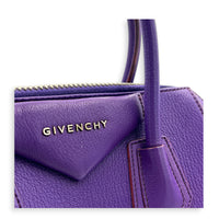Antigona Top Handle Bag Purple in Goat Leather, Silver hardware