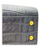 Cabas Top Handle Bag Small Grey in Crocodile Embossed Calfskin, Gold hardware