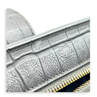 Cabas Top Handle Bag Small Grey in Crocodile Embossed Calfskin, Gold hardware