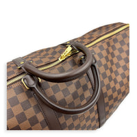 Keepall 55 Brown Top Handle Bag in Coated Canvas, Gold hardware