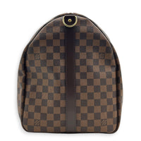 Keepall 55 Brown Top Handle Bag in Coated Canvas, Gold hardware
