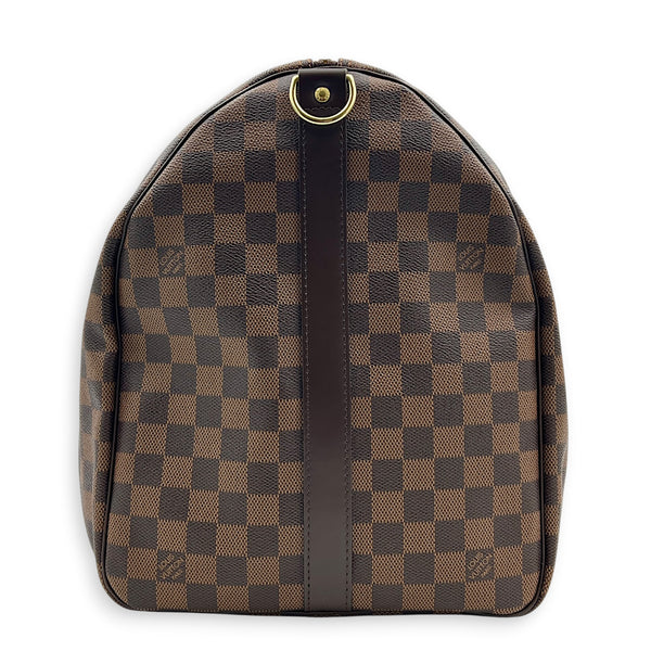 Keepall 55 Brown Top Handle Bag in Coated Canvas, Gold hardware