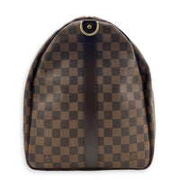Keepall 55 Brown Top Handle Bag in Coated Canvas, Gold hardware