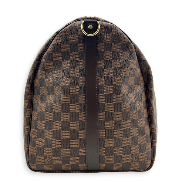Keepall 55 Brown Top Handle Bag in Coated Canvas, Gold hardware