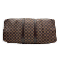 Keepall 55 Brown Top Handle Bag in Coated Canvas, Gold hardware
