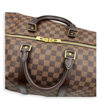 Keepall 55 Brown Top Handle Bag in Coated Canvas, Gold hardware