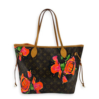 x Stephen Sprouses Roses Neverfull MM Multi-colour Tote Bag in Coated Canvas, Gold hardware