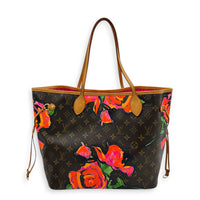 x Stephen Sprouses Roses Neverfull MM Multi-colour Tote Bag in Coated Canvas, Gold hardware