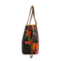 x Stephen Sprouses Roses Neverfull MM Multi-colour Tote Bag in Coated Canvas, Gold hardware